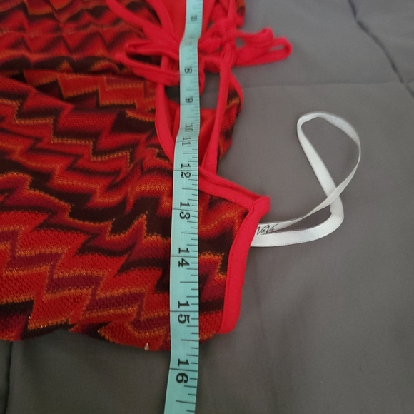 VaVa by Joy Han | Cute Red Sleeveless Chevron Tiered Flouncy Ruffle Dress - Picture 13 of 13